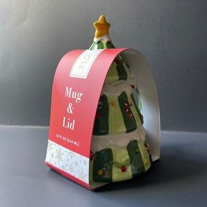 🎄NWT Christmas Tree Mug and Lid